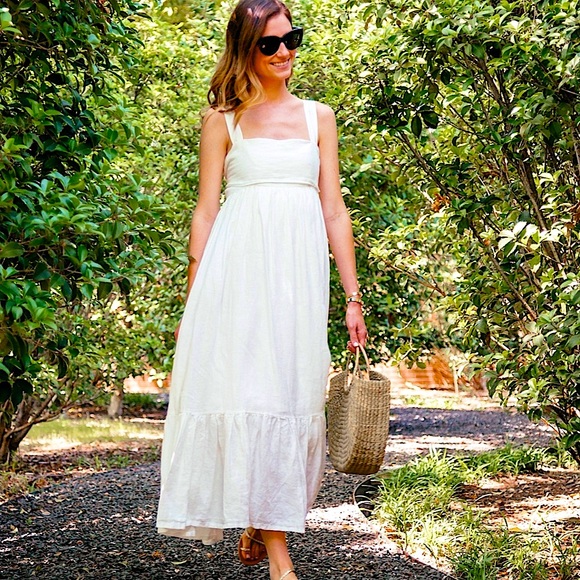 🆕🌿🤍ENTRO: White Linen  Summer Dress MEDIUM - Picture 4 of 10